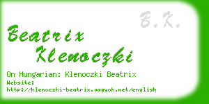 beatrix klenoczki business card